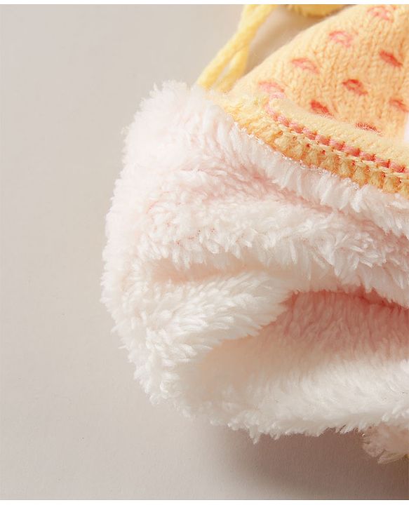 Babyhug Woollen Cap With  Bunny Design & Pompom - Yellow