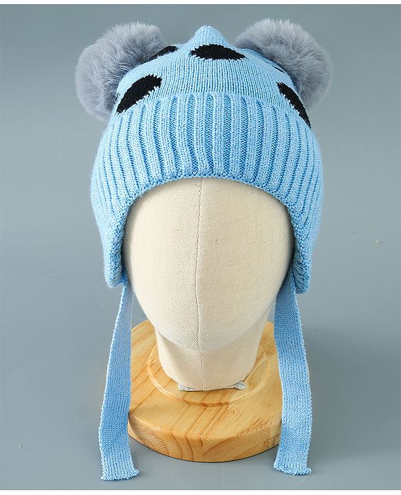 Babyhug Woollen Cap With Pom Pom Design - Blue