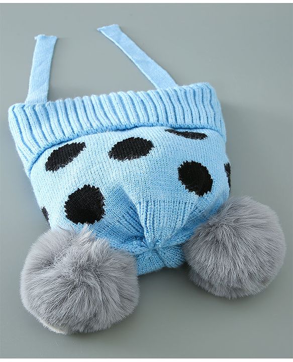 Babyhug Woollen Cap With Pom Pom Design - Blue