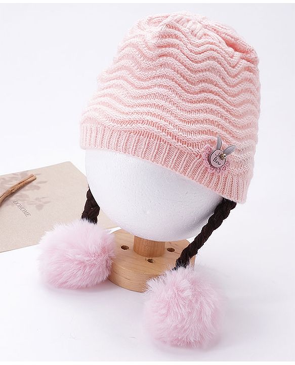 Babyhug Woollen Cap Chevron Design Small Size - Pink