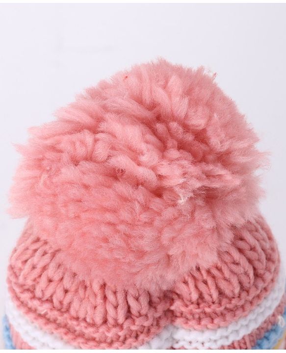 Babyhug Woollen Cap With  Kitten Design & Pompom - Yellow