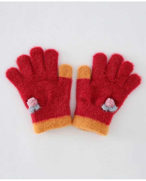 Babyhug Woollen Gloves Medium Size - Red