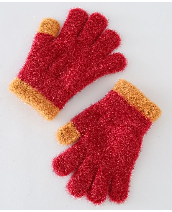 Babyhug Woollen Gloves Medium Size - Red