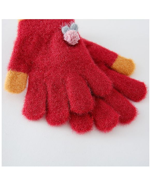 Babyhug Woollen Gloves Medium Size - Red