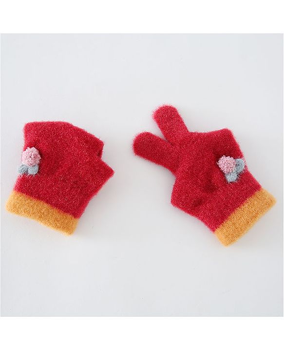 Babyhug Woollen Gloves Medium Size - Red