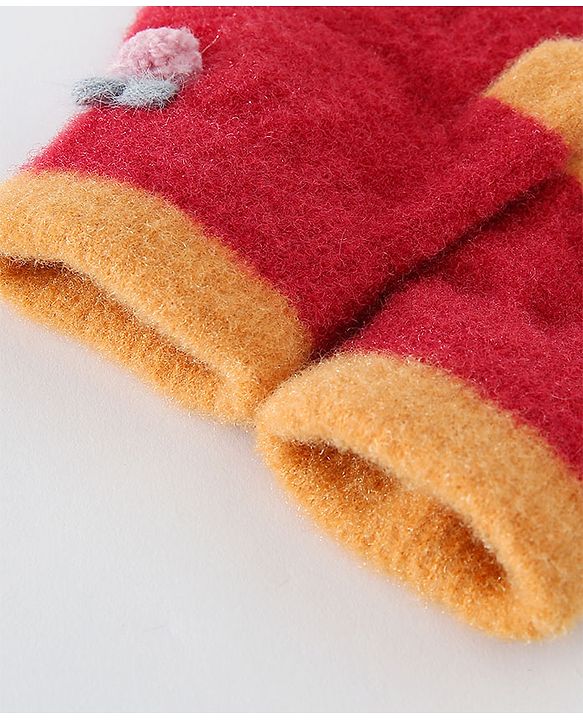 Babyhug Woollen Gloves Medium Size - Red