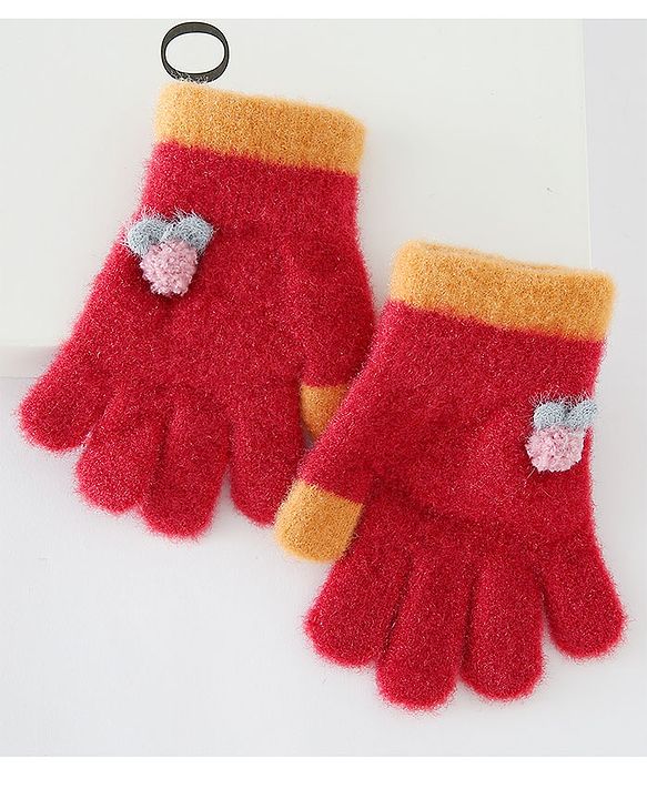 Babyhug Woollen Gloves Medium Size - Red