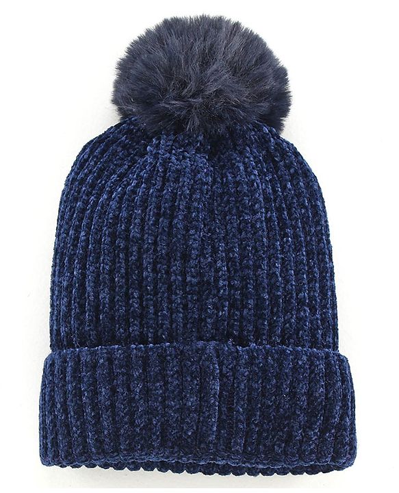 Babyhug Woollen Cap With Muffler & Gloves Solid Colour - Navy Blue