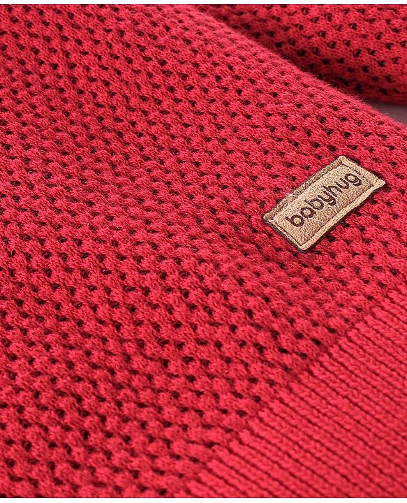 Babyhug Cotton Full Sleeves Solid Knit Pullover Sweater - Red