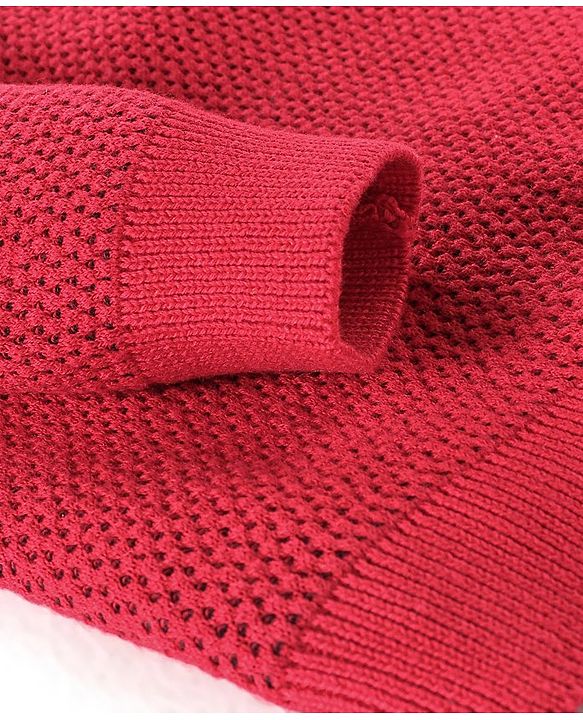 Babyhug Cotton Full Sleeves Solid Knit Pullover Sweater - Red