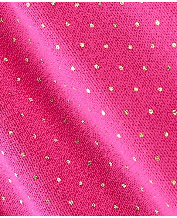 Babyhug 100% Cotton Knit Full Sleeves Dots Printed Woollen Dress - Pink