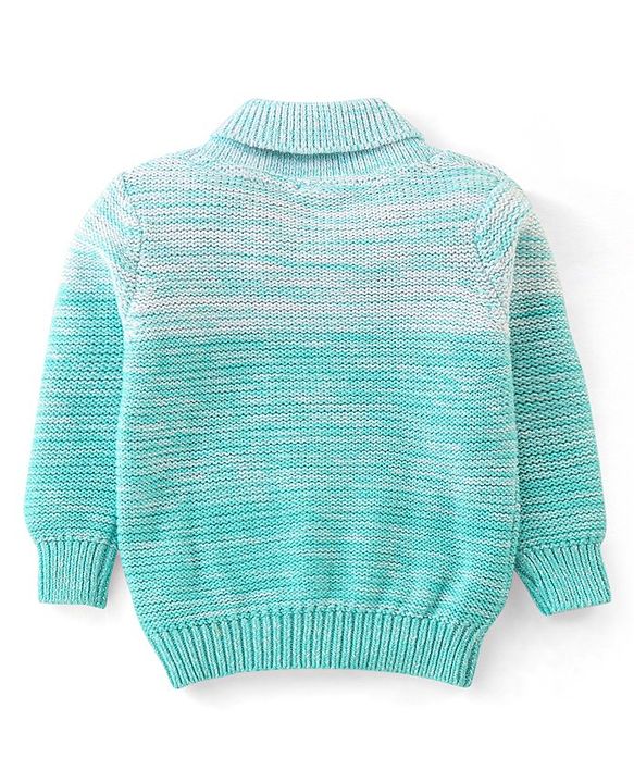 Babyhug Cotton Knit Full Sleeves Sweater with Sequin Design - Blue