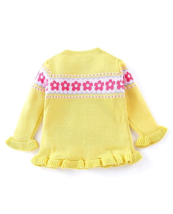 Babyhug Full Sleeves Sweater  Floral Design - Yellow