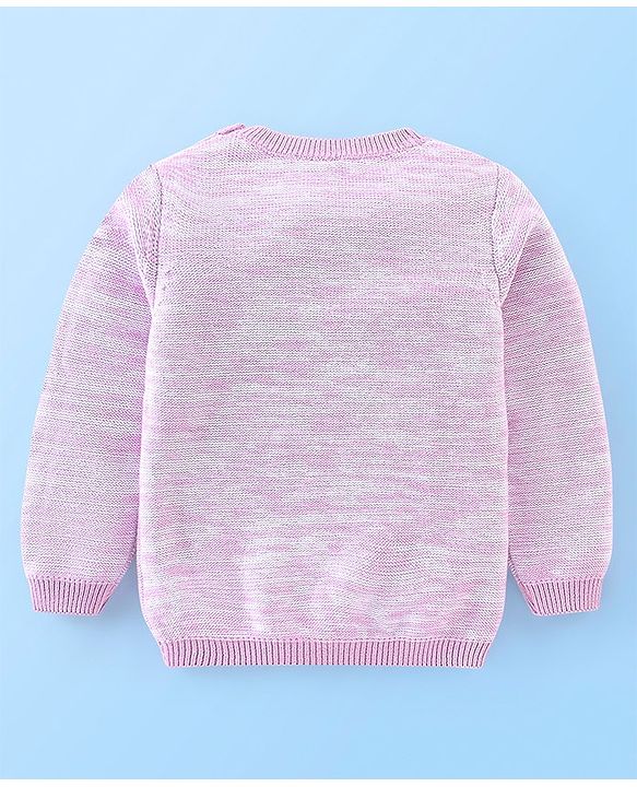 Babyhug Knit Full Sleeves Butterfly Sequined Sweater - Pink