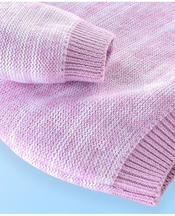 Babyhug Knit Full Sleeves Butterfly Sequined Sweater - Pink