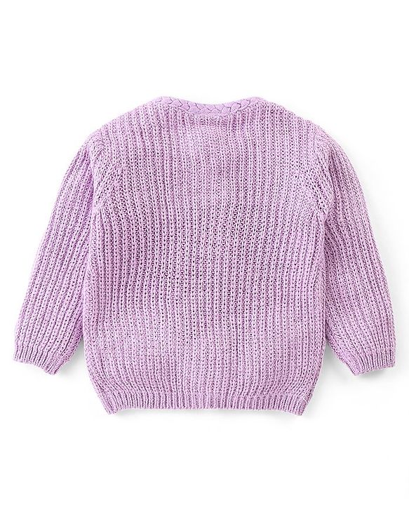 Babyhug Knit Full Sleeves Sweater  Solid Colour Pattern - Purple