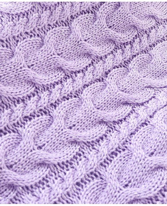 Babyhug Knit Full Sleeves Sweater With Cable Knit Design - Lavender