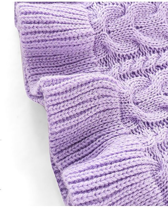Babyhug Knit Full Sleeves Sweater With Cable Knit Design - Lavender