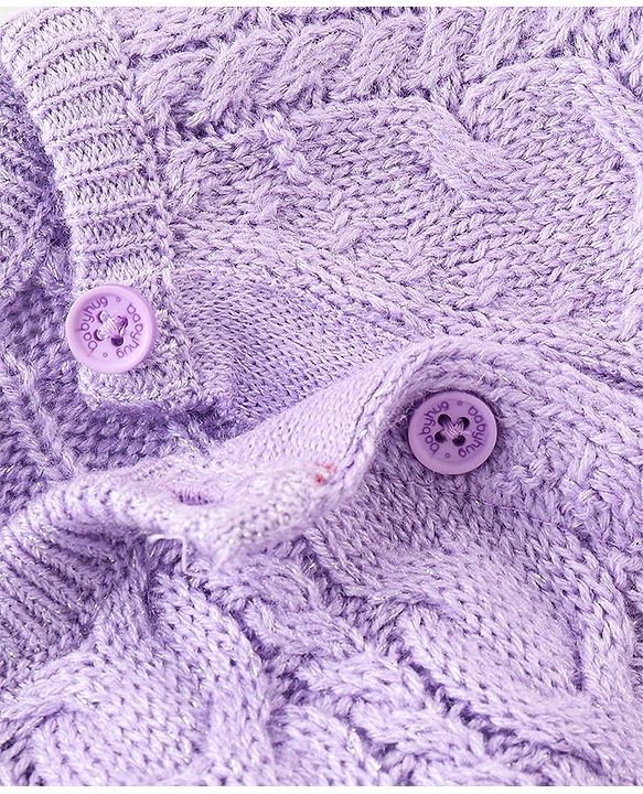 Babyhug Knit Full Sleeves Sweater With Cable Knit Design - Lavender