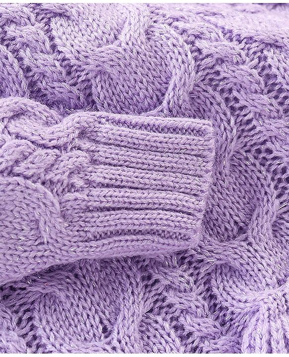 Babyhug Knit Full Sleeves Sweater With Cable Knit Design - Lavender