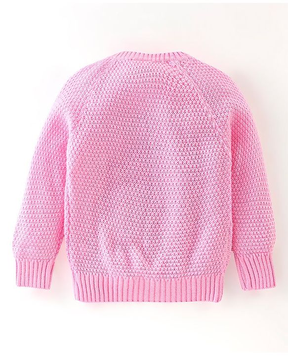 Babyhug Full Sleeves Cable Knit Design Sweater - Light Pink