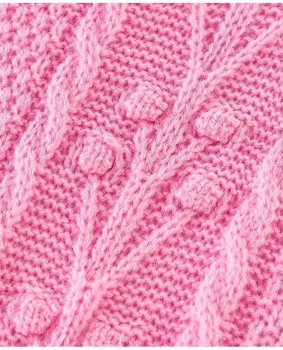 Babyhug Full Sleeves Cable Knit Design Sweater - Light Pink