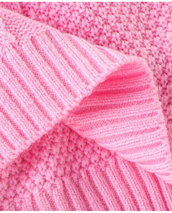 Babyhug Full Sleeves Cable Knit Design Sweater - Light Pink
