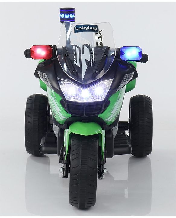 Babyhug Battery Operated Three Wheel Ride on Bike  Green | With Music & Lights| Pre-loaded Music with USB & AUX| Easy to Assemble| Comfortable Seat| Easy to Operate| Rechargeable Battery