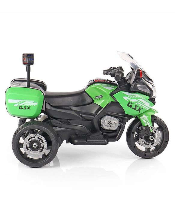 Babyhug Battery Operated Three Wheel Ride on Bike  Green | With Music & Lights| Pre-loaded Music with USB & AUX| Easy to Assemble| Comfortable Seat| Easy to Operate| Rechargeable Battery