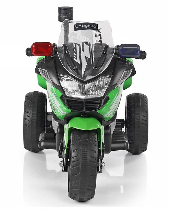 Babyhug Battery Operated Three Wheel Ride on Bike  Green | With Music & Lights| Pre-loaded Music with USB & AUX| Easy to Assemble| Comfortable Seat| Easy to Operate| Rechargeable Battery