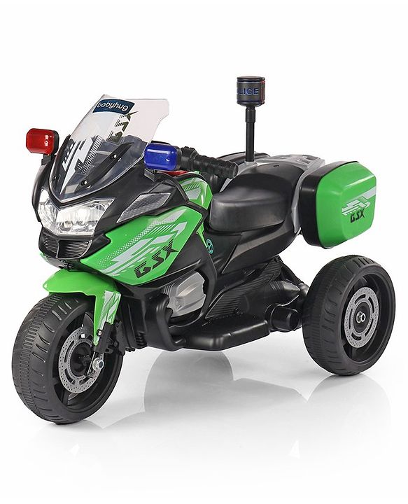 Babyhug Battery Operated Three Wheel Ride on Bike  Green | With Music & Lights| Pre-loaded Music with USB & AUX| Easy to Assemble| Comfortable Seat| Easy to Operate| Rechargeable Battery