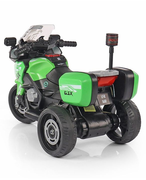 Babyhug Battery Operated Three Wheel Ride on Bike  Green | With Music & Lights| Pre-loaded Music with USB & AUX| Easy to Assemble| Comfortable Seat| Easy to Operate| Rechargeable Battery