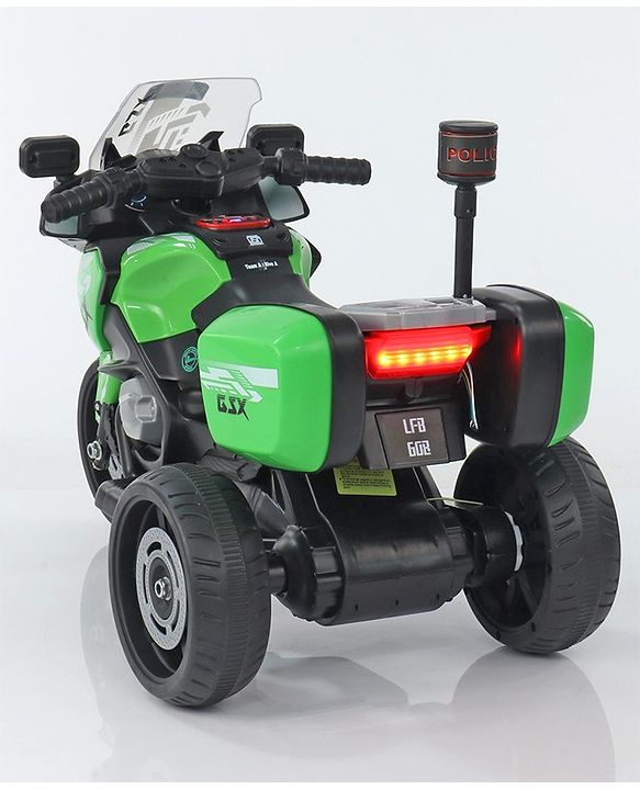 Babyhug Battery Operated Three Wheel Ride on Bike  Green | With Music & Lights| Pre-loaded Music with USB & AUX| Easy to Assemble| Comfortable Seat| Easy to Operate| Rechargeable Battery