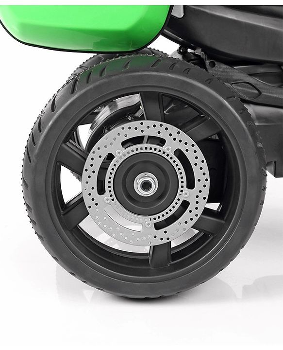 Babyhug Battery Operated Three Wheel Ride on Bike  Green | With Music & Lights| Pre-loaded Music with USB & AUX| Easy to Assemble| Comfortable Seat| Easy to Operate| Rechargeable Battery