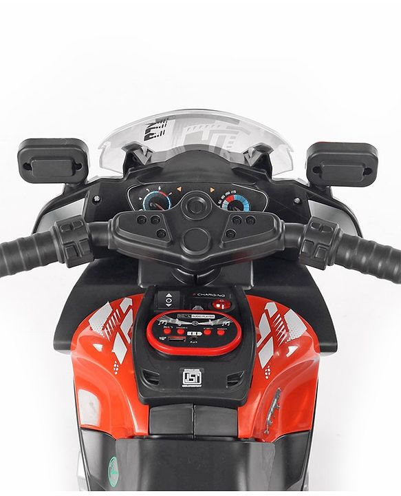 Babyhug Battery Operated Three Wheel Ride on Bike  Red | With Music & Lights| Pre-loaded Music with USB & AUX| Easy to Assemble| Comfortable Seat| Easy to Operate| Rechargeable Battery