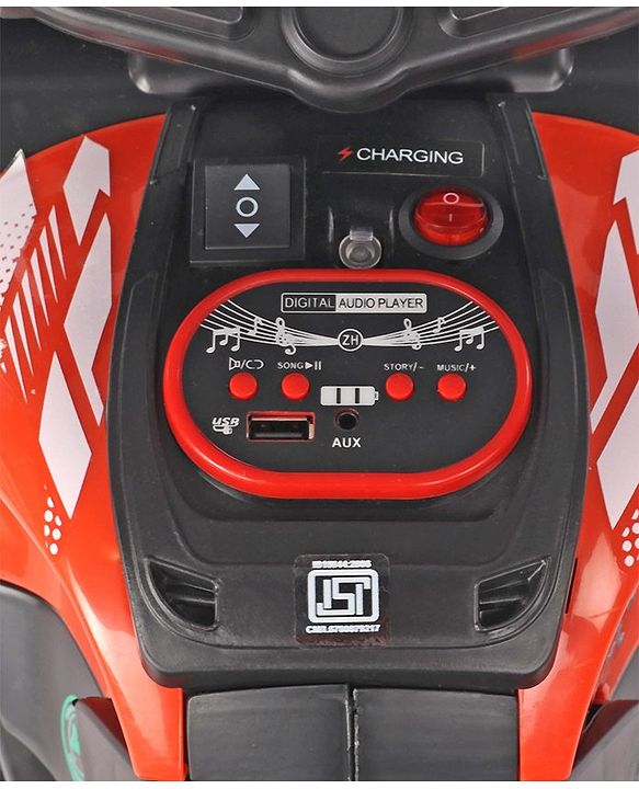 Babyhug Battery Operated Three Wheel Ride on Bike  Red | With Music & Lights| Pre-loaded Music with USB & AUX| Easy to Assemble| Comfortable Seat| Easy to Operate| Rechargeable Battery
