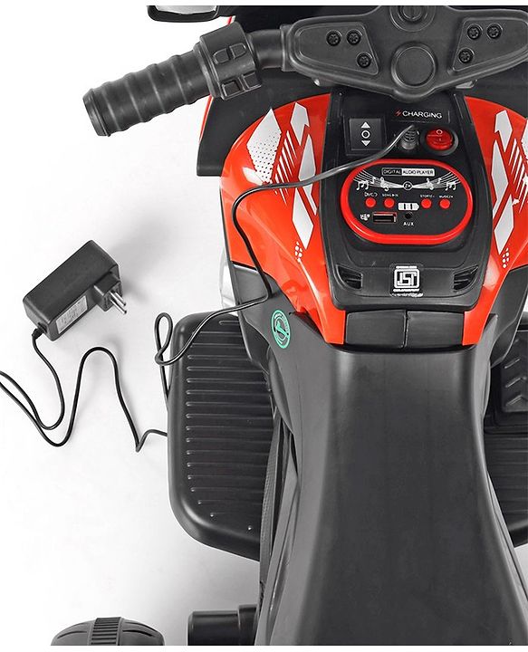 Babyhug Battery Operated Three Wheel Ride on Bike  Red | With Music & Lights| Pre-loaded Music with USB & AUX| Easy to Assemble| Comfortable Seat| Easy to Operate| Rechargeable Battery