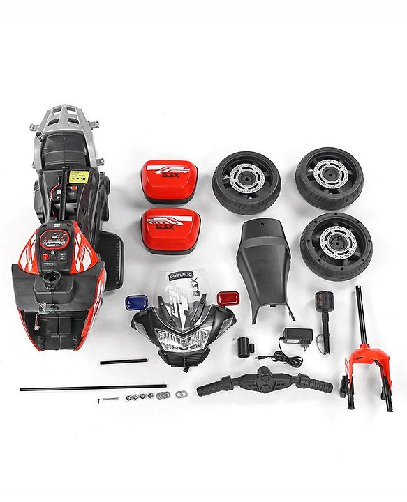 Babyhug Battery Operated Three Wheel Ride on Bike  Red | With Music & Lights| Pre-loaded Music with USB & AUX| Easy to Assemble| Comfortable Seat| Easy to Operate| Rechargeable Battery