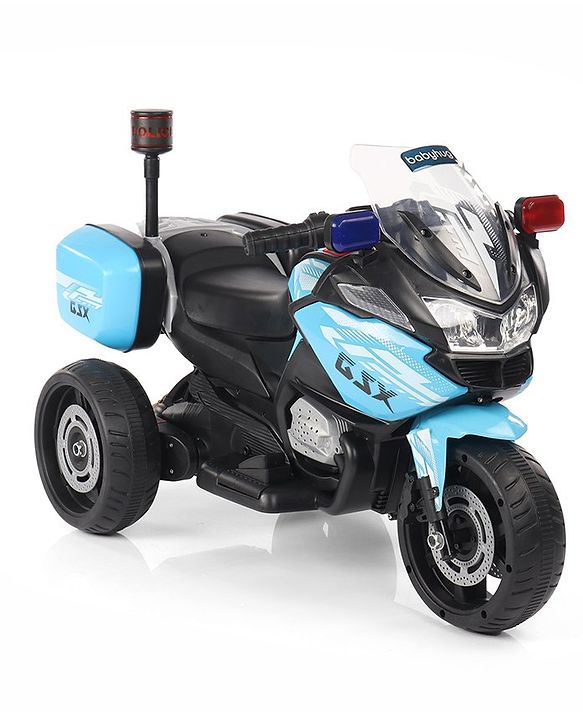 Babyhug Battery Operated Three Wheel Ride on Bike - Blue| With Music & Lights| Pre-loaded Music with USB & AUX| Easy to Assemble| Comfortable Seat| Easy to Operate| Rechargeable Battery