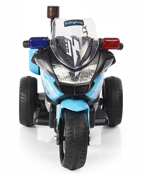 Babyhug Battery Operated Three Wheel Ride on Bike - Blue| With Music & Lights| Pre-loaded Music with USB & AUX| Easy to Assemble| Comfortable Seat| Easy to Operate| Rechargeable Battery