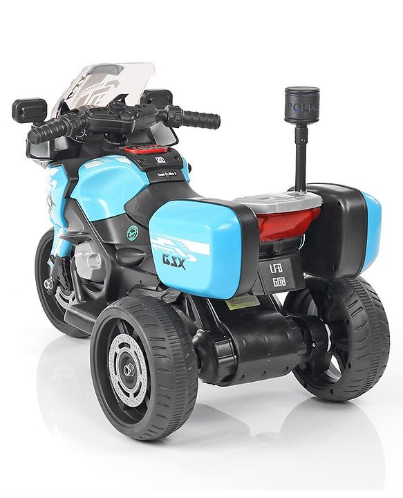 Babyhug Battery Operated Three Wheel Ride on Bike - Blue| With Music & Lights| Pre-loaded Music with USB & AUX| Easy to Assemble| Comfortable Seat| Easy to Operate| Rechargeable Battery