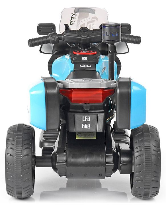 Babyhug Battery Operated Three Wheel Ride on Bike - Blue| With Music & Lights| Pre-loaded Music with USB & AUX| Easy to Assemble| Comfortable Seat| Easy to Operate| Rechargeable Battery