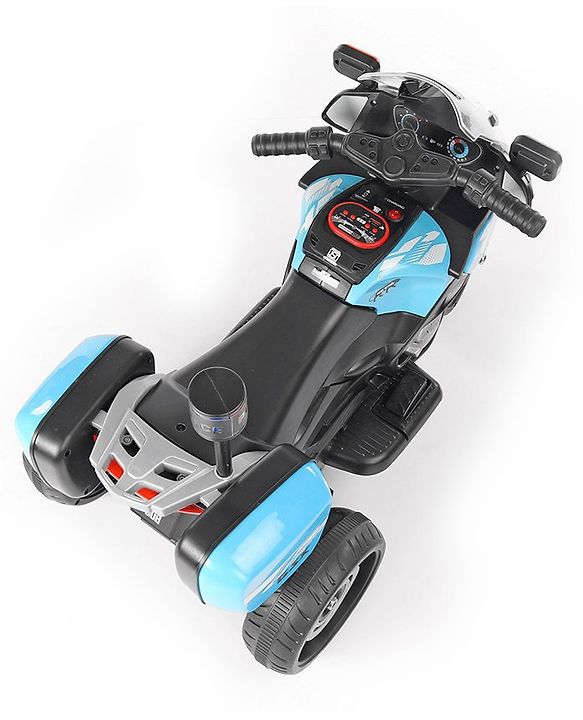 Babyhug Battery Operated Three Wheel Ride on Bike - Blue| With Music & Lights| Pre-loaded Music with USB & AUX| Easy to Assemble| Comfortable Seat| Easy to Operate| Rechargeable Battery