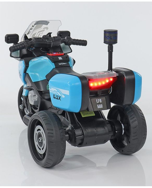 Babyhug Battery Operated Three Wheel Ride on Bike - Blue| With Music & Lights| Pre-loaded Music with USB & AUX| Easy to Assemble| Comfortable Seat| Easy to Operate| Rechargeable Battery