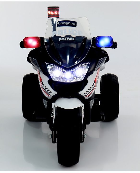 Babyhug Battery Operated Three Wheel Ride on Bike  White | With Music & Lights| Pre-loaded Music with USB & AUX| Easy to Assemble| Comfortable Seat| Easy to Operate| Rechargeable Battery