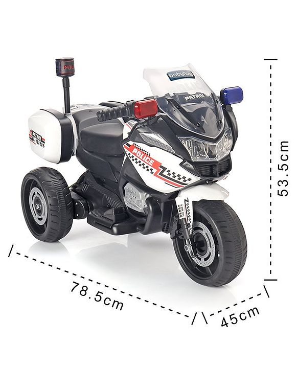 Babyhug Battery Operated Three Wheel Ride on Bike  White | With Music & Lights| Pre-loaded Music with USB & AUX| Easy to Assemble| Comfortable Seat| Easy to Operate| Rechargeable Battery
