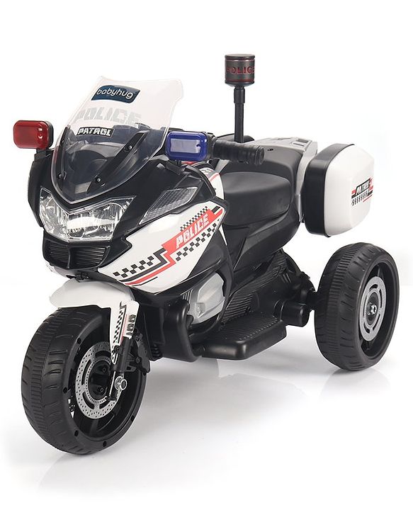 Babyhug Battery Operated Three Wheel Ride on Bike  White | With Music & Lights| Pre-loaded Music with USB & AUX| Easy to Assemble| Comfortable Seat| Easy to Operate| Rechargeable Battery