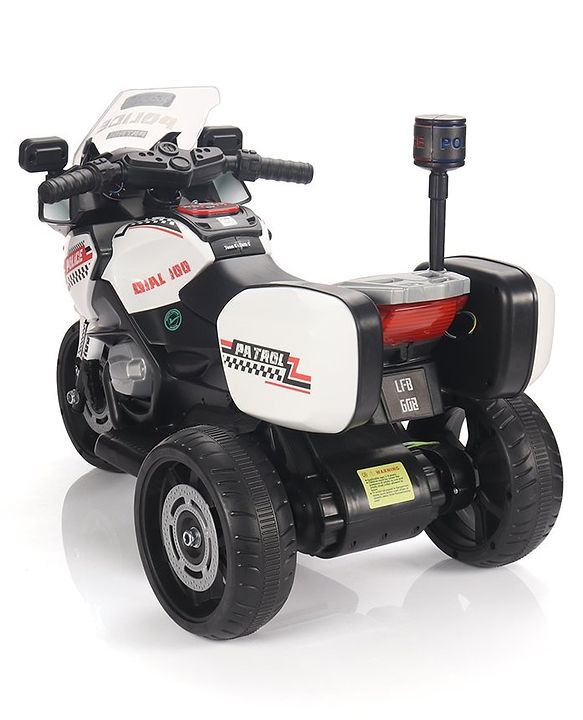 Babyhug Battery Operated Three Wheel Ride on Bike  White | With Music & Lights| Pre-loaded Music with USB & AUX| Easy to Assemble| Comfortable Seat| Easy to Operate| Rechargeable Battery