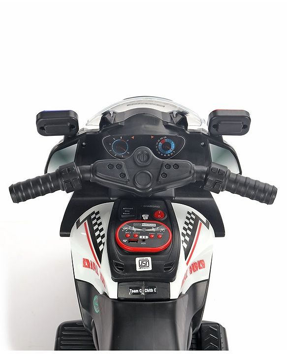 Babyhug Battery Operated Three Wheel Ride on Bike  White | With Music & Lights| Pre-loaded Music with USB & AUX| Easy to Assemble| Comfortable Seat| Easy to Operate| Rechargeable Battery