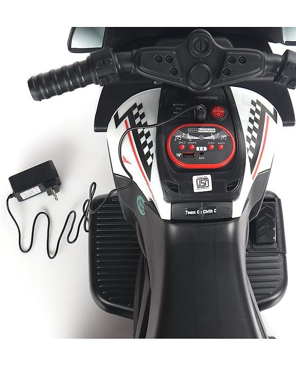 Babyhug Battery Operated Three Wheel Ride on Bike  White | With Music & Lights| Pre-loaded Music with USB & AUX| Easy to Assemble| Comfortable Seat| Easy to Operate| Rechargeable Battery